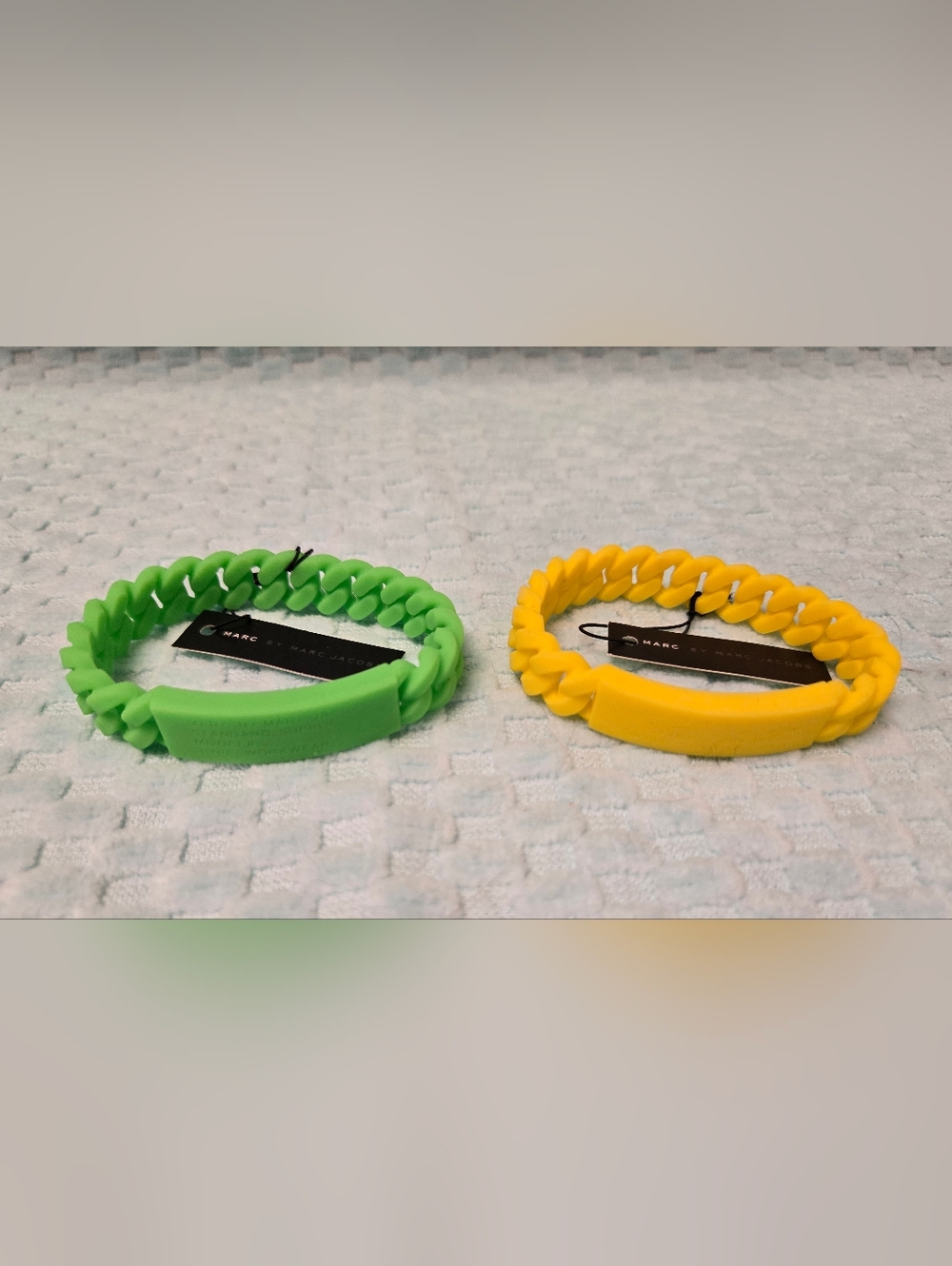 Marc By Marc Jacobs Silicone Chain Bracelets in Lime Green & Bright Yellow Set